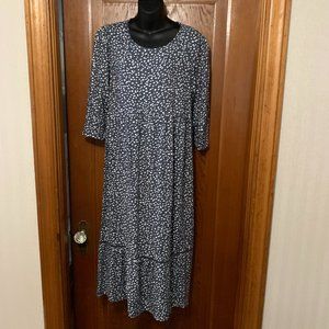 Isabel Maternity by Ingrid & Isabel Blue Polka Dot Midi Tie Dress Size M